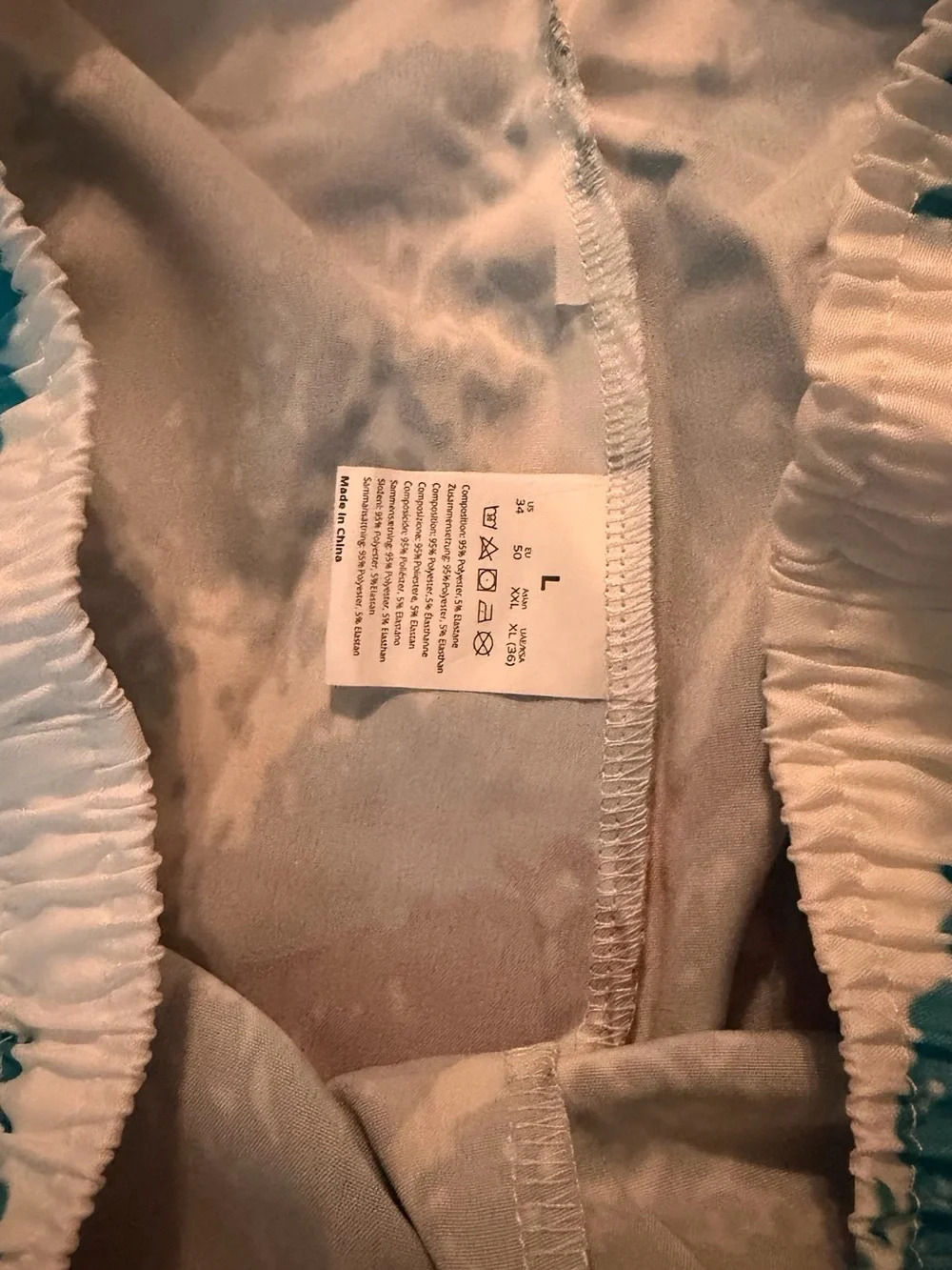 Men's White Swim Trunks with Teal & Purple Wave Print Large never worn